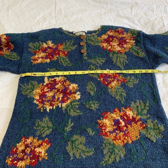 Hand Knit Ivy Vintage Embellished Tunic Sweater, grandma core, cottagecore, M - Picture 8 of 16